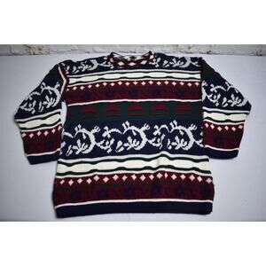 VTG 90s In Charge Winter Colorful Pattern Knit Sweater Size Large Made In USA